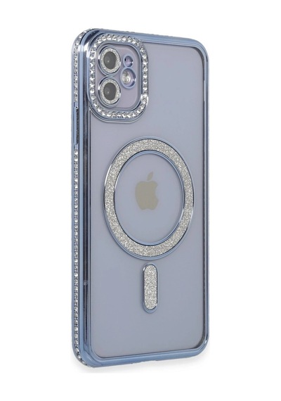 Mey İthalat Apple iPhone Uyumlu 11 - Kılıf Joke Simli Magneticsafe - Kılıf - Mavi Diğer