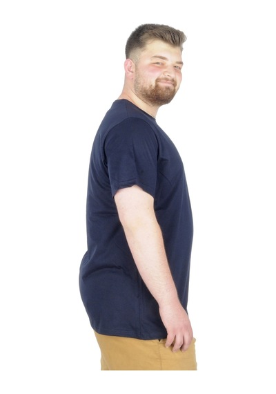 Mode Xl Büyük Beden T-Shirt Bis Yaka Black Series 22189 Lacivert 001
