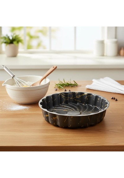 Papilla Desert Paşa Yuvarlak Kek Kalıbı 27x6 Cm - İzmir Desenli Yanmaz Yapışmaz Granit Efektli Tart Ve Turta Kalıbı Çok Renkli