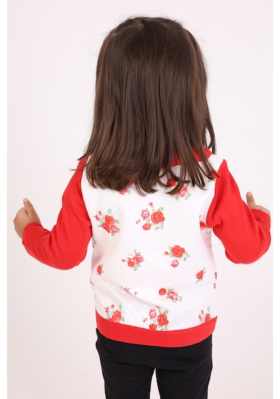 Toontoy Kids Toontoy Kız Bebek Hırka Çiçek Baskılı Kırmızı