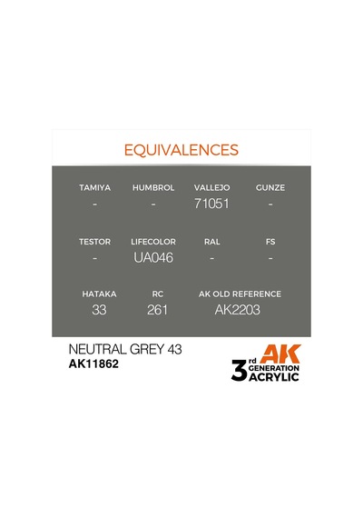 Ak Interactive 11862, 17 Ml. 3gen Neutral Grey 43 Aircraft Maket Boyası Standart