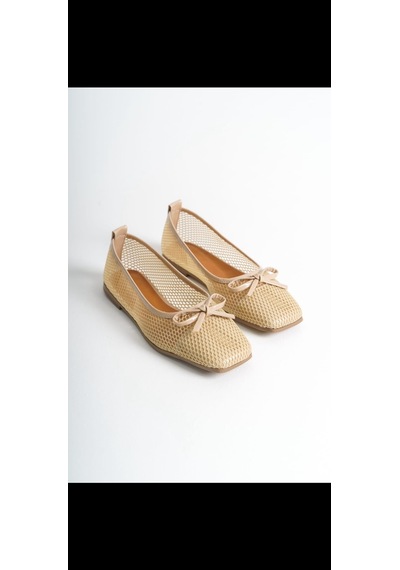 Meyoushoes File Fiyonklu Babet Bej 40 Beyaz