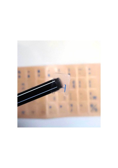 Korece Klavye Etiketi - Şeffaf Arka Planlı Mavi Harfler - Korean Keyboard Sticker