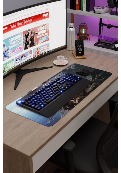 Monster Hunter: World Dikişli Kauçuk Oyuncu Mousepad V1 - 70x30 Xl Gaming Mouse Pad