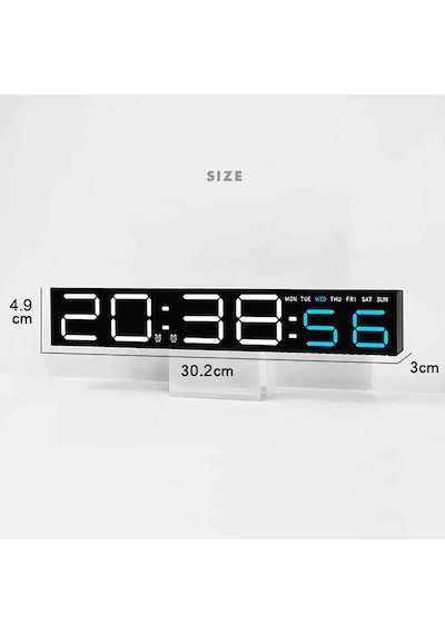 Techtic Geniş Ekran Dijital Masa Saati Ses Ritim Sensörlü Rgb Işık Tarih & Alarm Özellikli Modern Led Saat Siyah