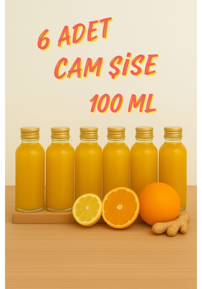 Rotanev 6 Adet Şeffaf Cam Shot Şişesi Sızdırmaz Gold Metal Kapaklı Kolonya Koku Süs Çok Amaçlı Şişe 100 ML
