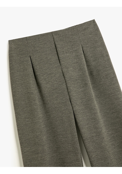 Koton Basic Pantolon Beli Lastikli Pile Detaylı Antrasit 4skg40199ak Antrasit