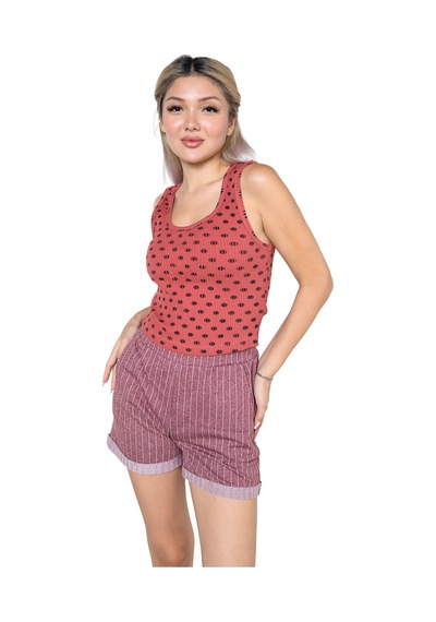 Akbeniz Kadın Kalın Askılı Şortlu Pijama Takım 3630 Bordo