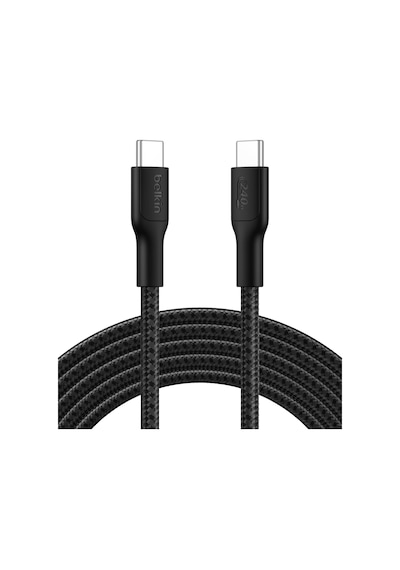 Eco Örgülü Usb-c - Usb-c Kablosu, 3 M, 240 W, Yumuşak, Esnek Hızlı Şarj Kablosu, İphone 16, Galaxy S25, Pixel 9, Macbook, İpad Pro Ve Daha Fazlası İçin Tip-c Şarj Kablosu - Siyah Usb 2.0