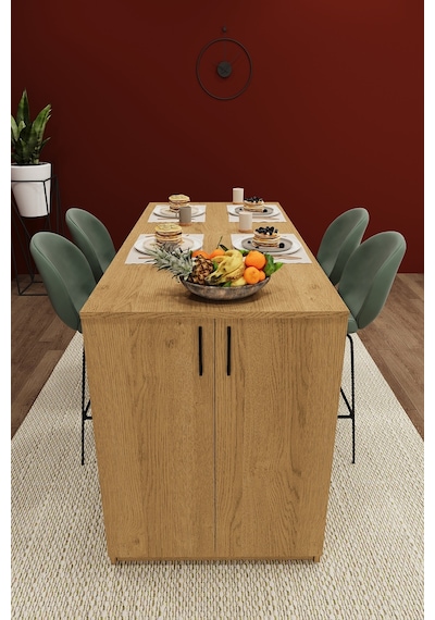 Asra Trend Mutfak Adası MA-04 %100 MDF Dolaplı Yemek ve Bar Masası Sonoma