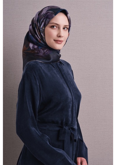 Armine Sura İpek Eşarp 2026-2027 - Sonbahar Kış-asm9611 Petrol-mor