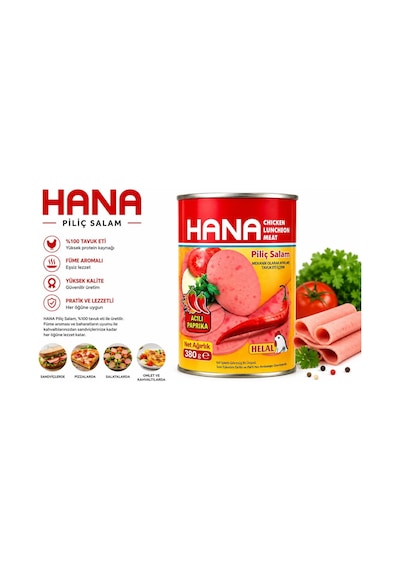 Hana Acılı Piliç Salam 380 Gr