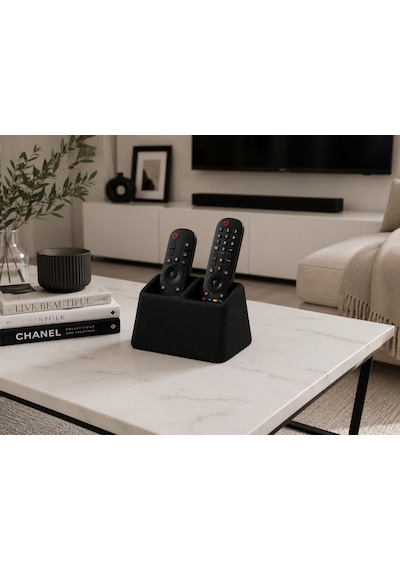 2 Bölmeli Tv Kumanda Düzenleyici Siyah Kumandalık Organizer Tv Sehpası Ve Orta Sehpa Kumanda Standı 16 X 8 X 9 Cm Koyu Siyah