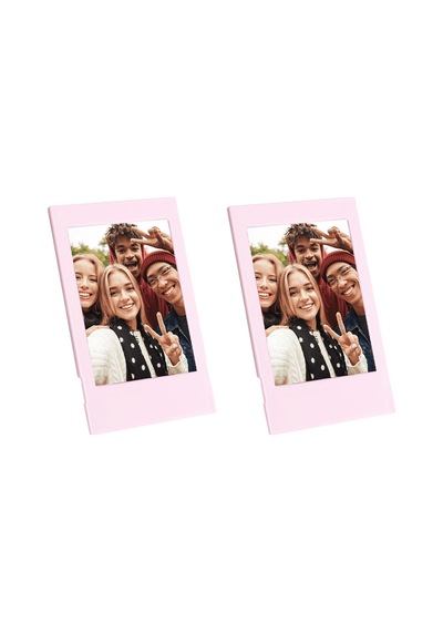 Instax Mini 12 Simli Şeffaf Pembe Kılıf Pvc 64'lü Albüm Ve Fotoğraf Çerçeveleri Aksesuar Seti
