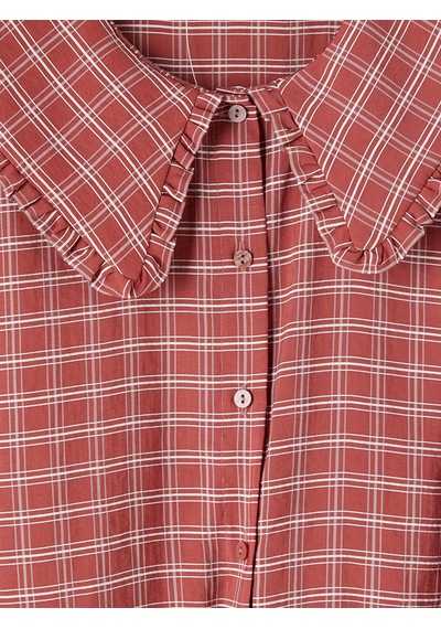 Lcw Everyday Bordo Bebe Yaka Ekose Kadın Gömlek Tunik