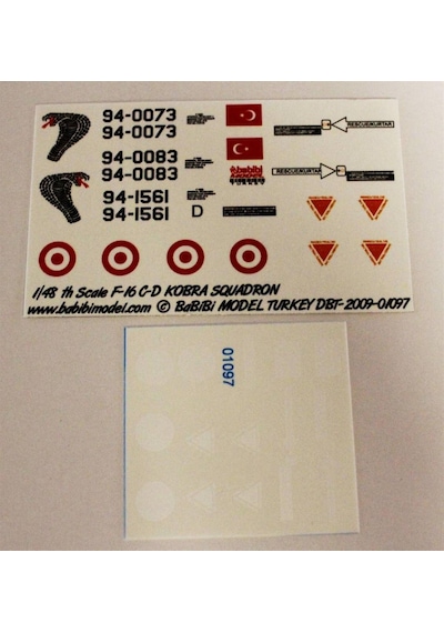 Babibi Dbt01097 1/48 Ölçek, Turaf F-16 C/d, 191.kobra Filo, Dekal Çıkartma