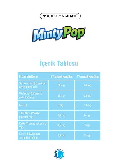 Tabvitamins Mintypop Kekik, Karanfil Ve Ökaliptüs Yağları İçeren 30 Yumuşak Kapsül