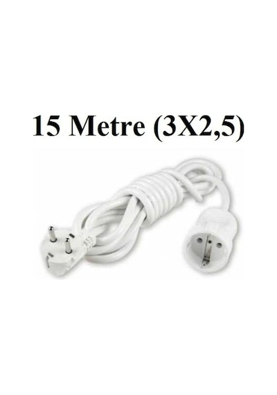 Topraklı Uzatma Seyyar Kablosu 15 Metre Tekli Priz 3x2,5 Mm Seyya