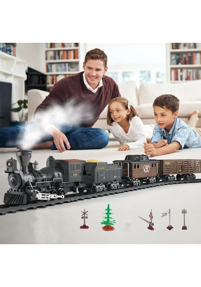 Mj Toys Işıklı Ve Sesli Classic Buharlı Tren Set 30 Parça Hediyelik Oyuncak Lokomotif Seti Klasik Tren Seti