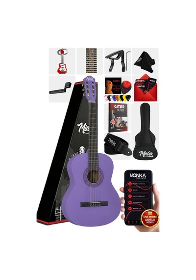 Midex Cg-270prp Mor Renk Klasik Gitar 4/4 Yetişkin Boy Sap Ayarlı Full Set 1 Adet