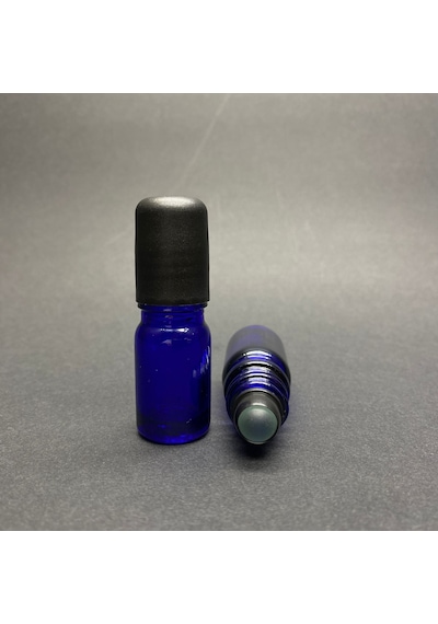 5 Ml Mavi Cam Roll-on Şişe , Siyah Bilyeli Kapaklı , Cam Esans Şişesi X 3 Adet