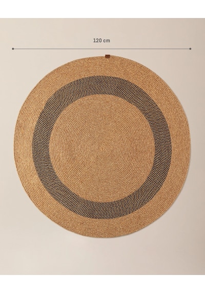 Madame Coco Alsace Yuvarlak Kilim - Naturel/siyah - 120 Cm 8684427193228 Çok Renkli