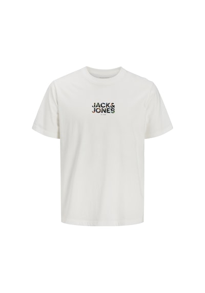 Jack & Jones Erkek Bisiklet Yaka Gögüs Baskili Tisört - New Plas - 12310180 Beyaz