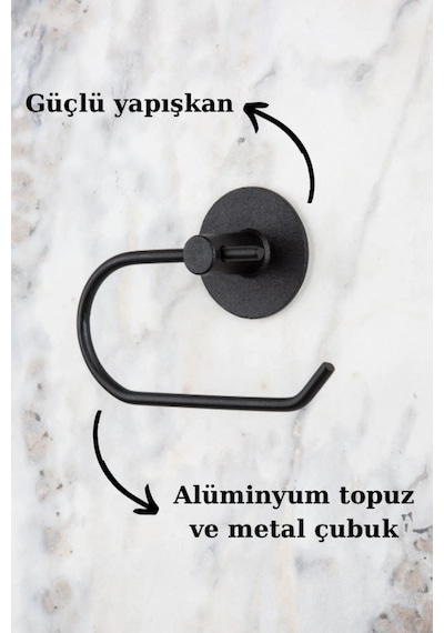 Multistore Yuvarlak Yapışkanlı Siyah Açık Tuvalet Kağıtlığı Wc Kağıtlık Tutucu Siyah