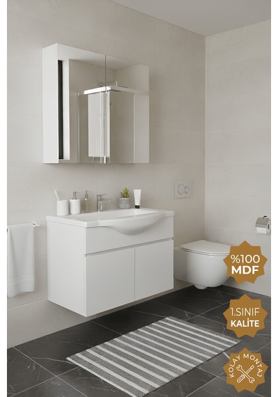 Teta Home Kahire 65 Cm Mdf Banyo Dolabı Seti Beyaz Beyaz Teta Home Kahire 65 Cm Mdf Banyo Dolabı Seti Beyaz Beyaz