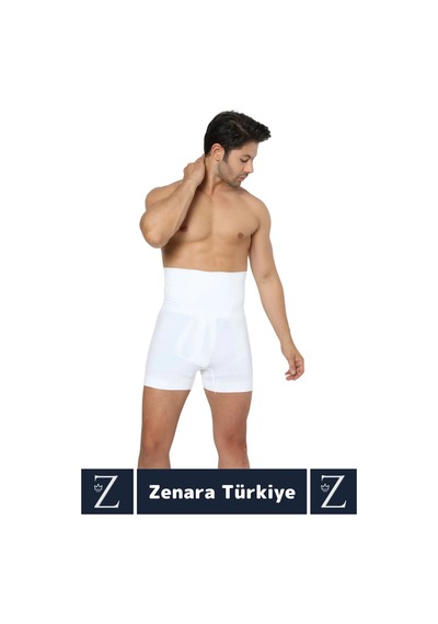 Gündelik Kaymaz Göbek Kalça Toparlayan Sıkılaştıran Bel Düzleştiren İncelten Erkek Duble Boxer Korse Beyaz