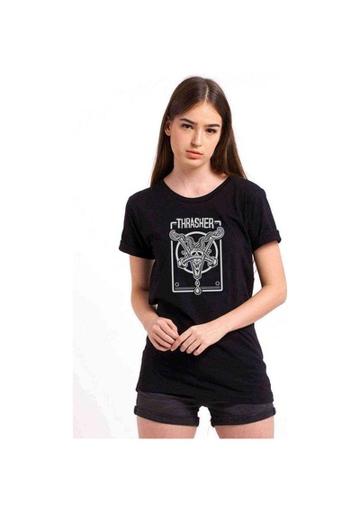 Thrasher Magazine Baskılı Siyah Kadın Tshirt (534649828)