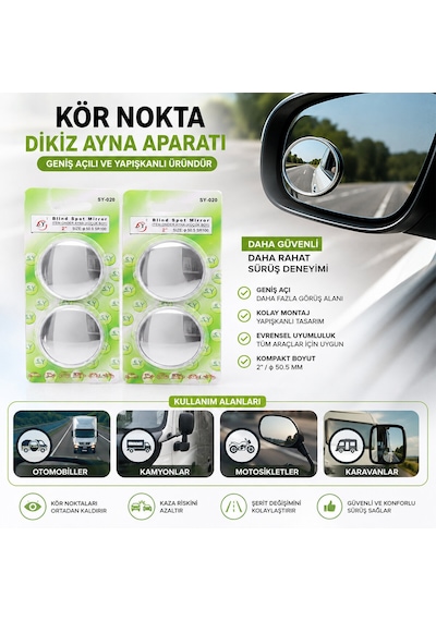 20 Adet Kör Nokta Dikiz Ayna Aparatı -