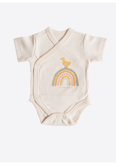 KitiKate Organik Cute Bunny 3'lü Kruvaze Kısa Kol Body Pembe