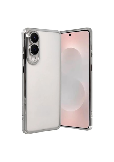 Samsung Galaxy S25 Uyumlu Edge Lensli Silikon - Gümüş