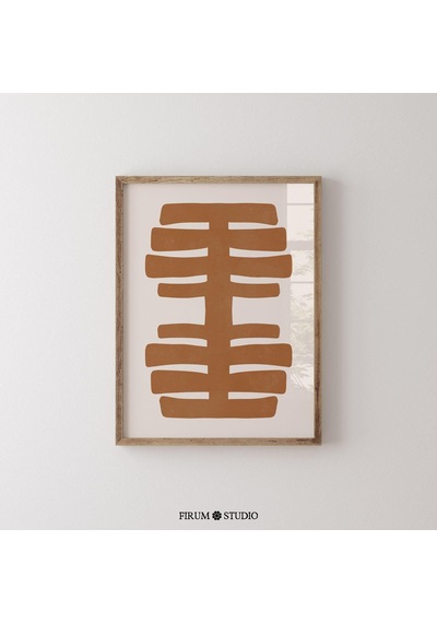 Fırça Darbesi Sanatı, Yanık Turuncu, Minimalist Poster, Büyük Soyut