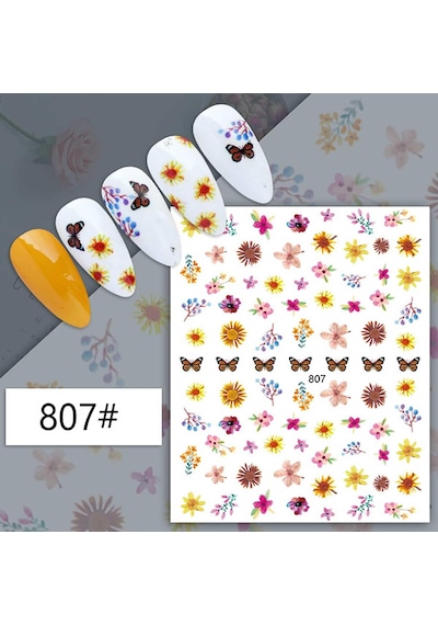 Adanil Çiçek Bitki Kelebek Sticker J0-807