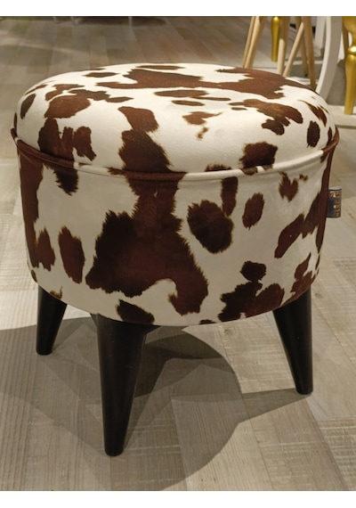 Mercan Mobilya Leopar Desnli Bench Puf 43 Cm 43 Cm