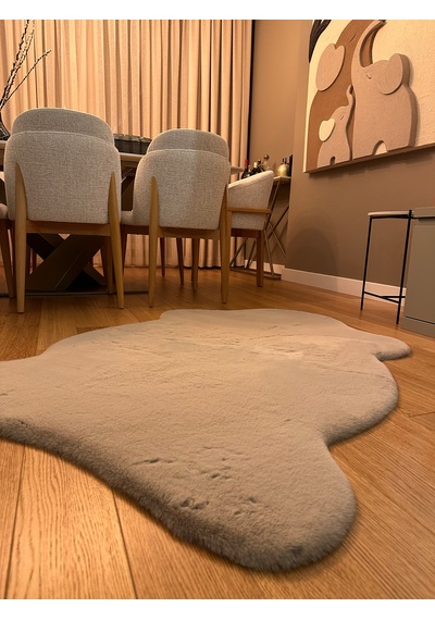 Ultra Soft Bej Yumuşak Dokulu Peluş Halı Tek Kafa Post
