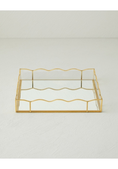 English Home Mensa Cam Dekoratif Tepsi 23,8x23x3,8 Cm Gold