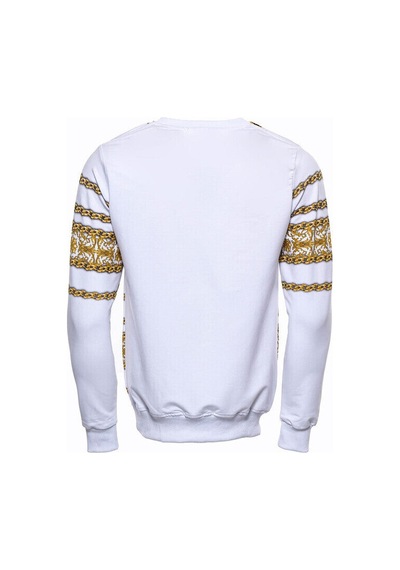 Wessi Beyaz Baskılı Taşlı Sweatshirt Beyaz