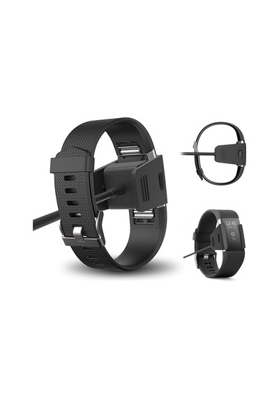 Caseonn Fitbit Charge 2 Manyetik Usb Hızlı Şarj Kablosu Siyah