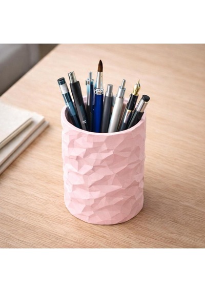 Dokulu 3d Yazıcı Üretimi Dekoratif Masa Üstü Kalemlik Ve Organizer