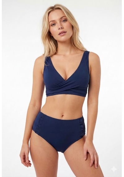 Nbb Bayan Burgulu Model Bikini Mayo 51674 Lacivert