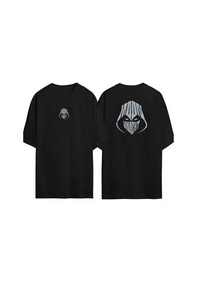 Thewert Unisex Moon Knıght Ön Arka Baskılı Sıyah Oversize T-shirt Siyah