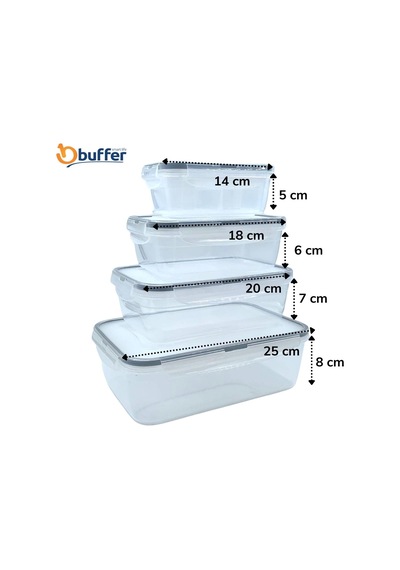 Buffer® 4'Lü Iç Içe Sızdırmaz Kilitli Kapaklı Erzak Saklama Kabı Çok Renkli