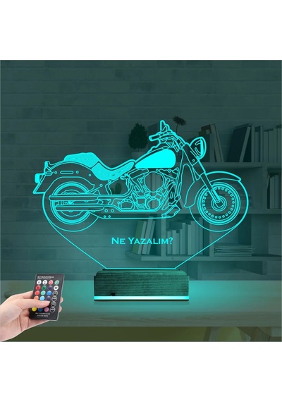 Luvivia Motosiklet Harley Motor Kişiye Özel 3d Lamba - Masa Gece Lambası V1 Şeffaf