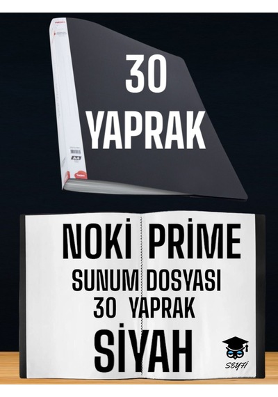 30 Yaprak Siyah A4 Sunum Dosyası Noki Prime Yüksek Kalite Poşet Kalınlığı Yerli Üretim Çok Renkli