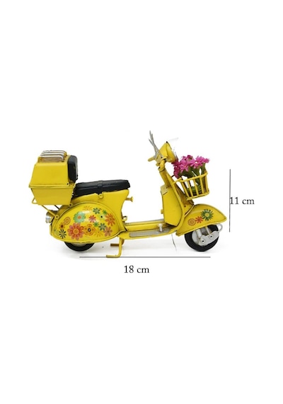 T.concept Dekoratif Dayanıklı Metal Scooter Sepetli Sarı Renk C1323