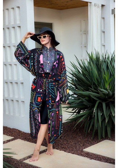 Remsa Canan Şifon Kimono Pareo Rms-rp025-26 Siyah