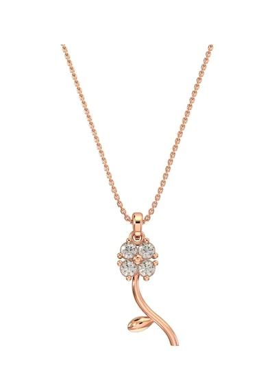 Zirkon Taşlı Rose Minimal Yonca Gümüş Kolye Altın